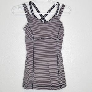 Lululemon Athletica Black and White Striped Tank Top